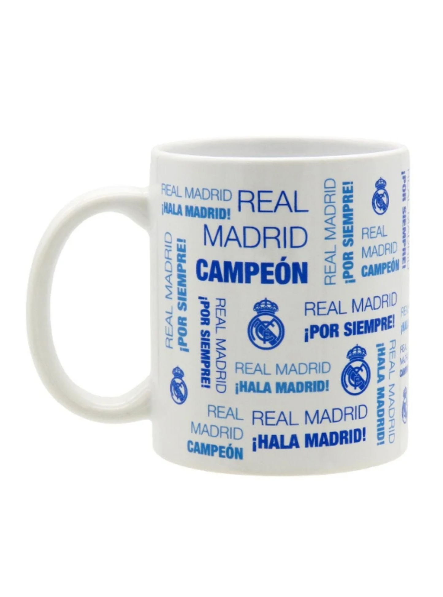 Taza Oficial Real Madrid Cerámica Blanca/Azul Texto 300 ml